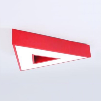 Triangle LED Flush Mount Blue/Red/Yellow Metal Ceiling Lamp for Nursing Room