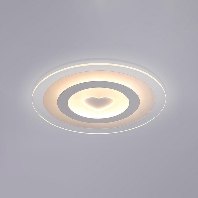 Ultrathin Round Flushmount with Loving Heart Modernism Acrylic LED Ceiling Light in Warm/White