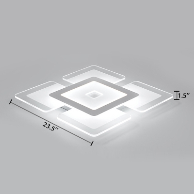 White Square Ultrathin Lighting Fixture Modern Design Energy Saving Acrylic LED Ceiling Light