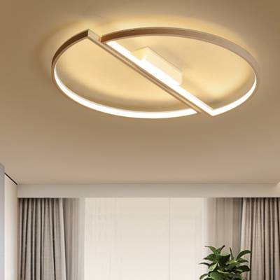 2 Semicircle LED Flushmount Modernism Metal Ceiling Light in White for Sitting Room