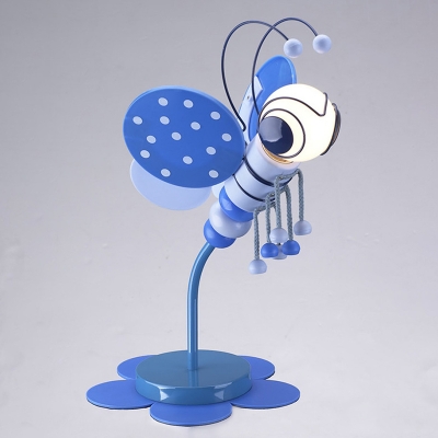Blue/Pink Bee Shape Standing Table Light Metallic 1 Bulb Table Lamp for Boys Girls Bedroom