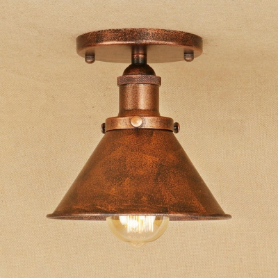 Centennial Rust Tapered Surface Mount Light Retro Style Metal Single Head Mini Ceiling Lamp for Foyer Porch