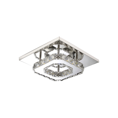 Clear Crystal Semi Flush Light Contemporary Stainless LED Ceiling Light in Warm/White/Neutral