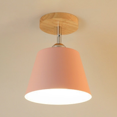 Colorful Cone Shade Semi Flush Mount Modernism Rotatable Metal 1 Light Ceiling Fixture for Kids Children