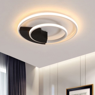 Dual Ring LED Flushmount Nordic Style Metal Ceiling Light in Warm/White for Sitting Room