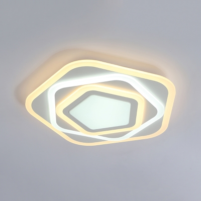 Energy Saving Pentagon Flush Light Contemporary Acrylic Art Deco LED Ceiling Lamp in Warm/White