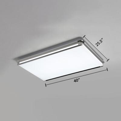 Metal Rectangle Ceiling Lamp Modern Design LED Flush Light Fixture in Silver for Corridor