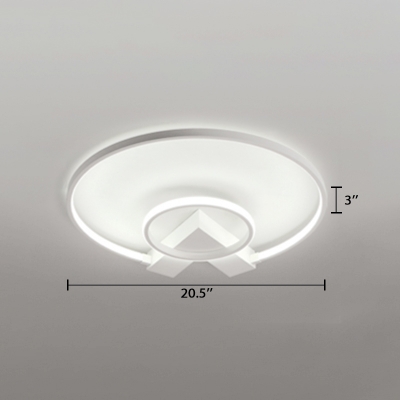 Modern Fashion Halo Ring Flush Light with V Shape Canopy Metal LED Ceiling Fixture in White