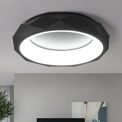 Nordic Style Circular Ring Flush Light with Geometric Pattern Acrylic LED Ceiling Lamp in Black
