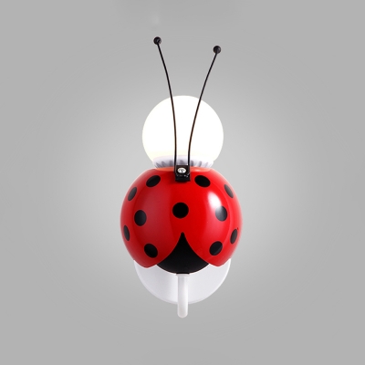 Red Ladybug Wall Lamp Metal Single Light Wall Light Sconce for Nursing Room