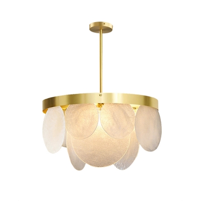 Ring Chandelier Lamp Nordic Style Modern Seeded Glass 4/6/8 Lights Hanging Light in Gold