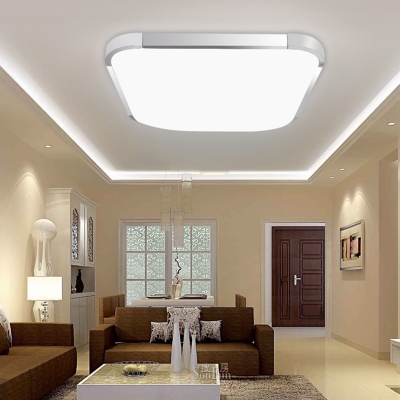 Silver Square LED Ceiling Lamp Minimalist Aluminum Flush Light in Warm/White for Living Room