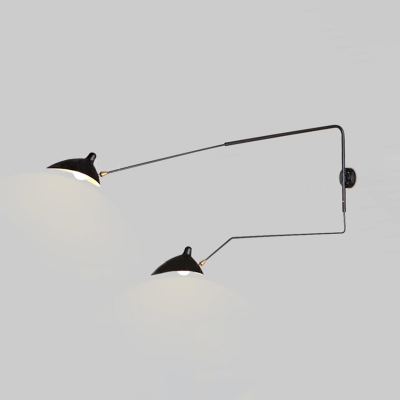 Swing Arm Wall Mount Light with Duckbill Shade Modern Chic Metallic 2 Heads Sconce Light