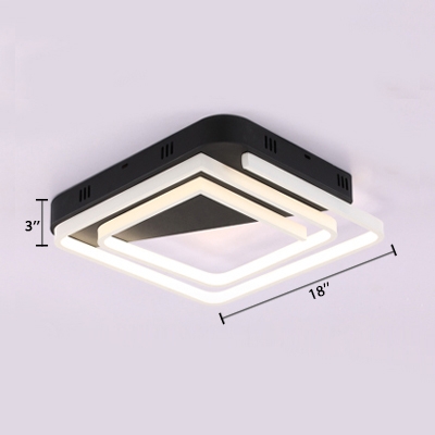 Swirl Flush Lighting with Black Triangle Canopy Post Modern Metal LED Flush Mount Light