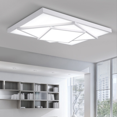 White Rectangular LED Lighting Fixture Modernism Minimalist Acrylic Flush Mount for Living Room