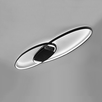 2 Oval Ring Flushmount Modernism Simplicity Metallic LED Ceiling Light in Third Gear
