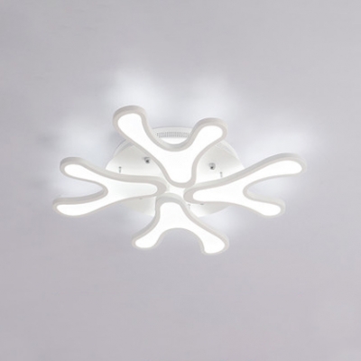 Acrylic Snowflake Ceiling Lamp Modern Fashion 4/6 Lights LED Semi Flush Light in White