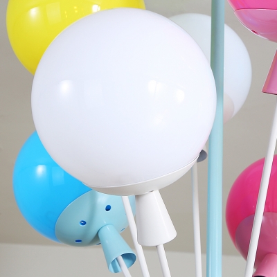 Colorful Balloon Suspended Light with House Decoration Kindergarten Glass Shade 5 Lights Hanging Light