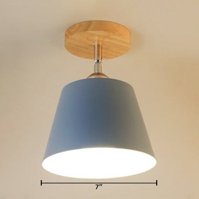 Colorful Cone Shade Semi Flush Mount Modernism Rotatable Metal 1 Light Ceiling Fixture for Kids Children