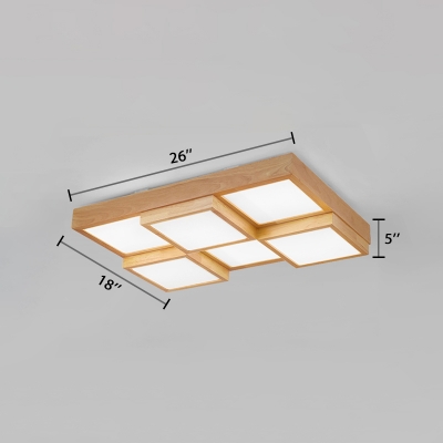 Creative Modern Quadrate Flushmount Wooden LED Ceiling Flush Mount in Warm/White/Neutral