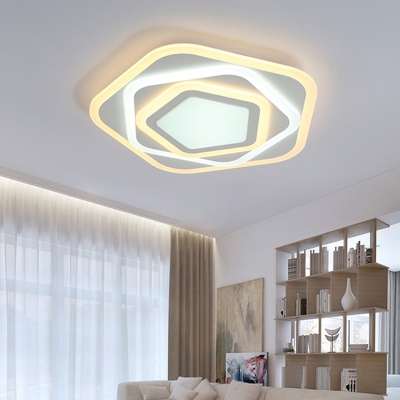 Energy Saving Pentagon Flush Light Contemporary Acrylic Art Deco LED Ceiling Lamp in Warm/White
