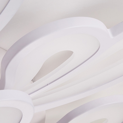 Heart Shape LED Semi Flush Mount Contemporary Metal Triple Lights Ceiling Lamp in White