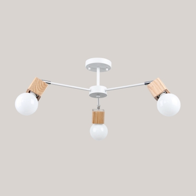 Metallic Sputnik Chandelier Nordic Style Rotatable 3/5/8 Heads Hanging Light in Wood
