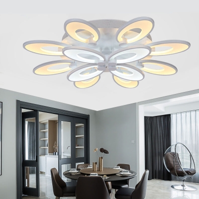 Multi Tier Oval Ceiling Light Contemporary Acrylic 9/12/15 Lights LED ...