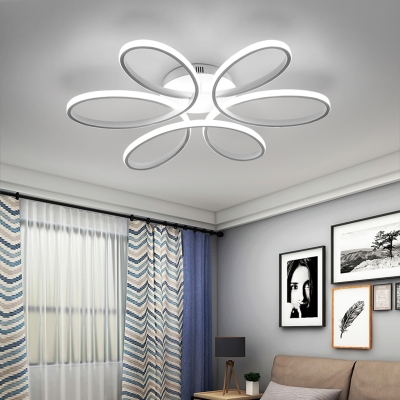 Silicon Gel Twist Semi Flush Light Nordic Style LED Ceiling Fixture in Warm/White for Living Room