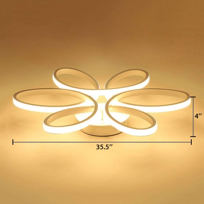 Silicon Gel Twist Semi Flush Light Nordic Style LED Ceiling Fixture in Warm/White for Living Room