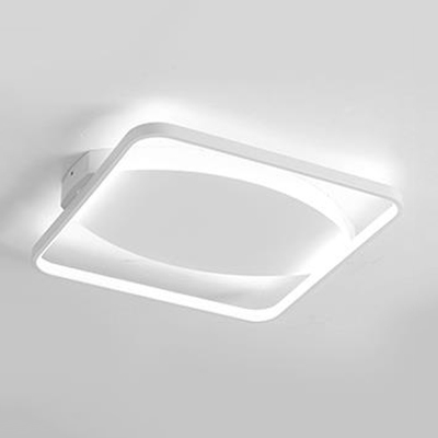Square Frame Flush Mount with Oval Metal Canopy Simplicity LED Ceiling Fixture in Warm/White