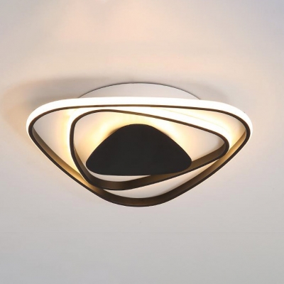 Triangle LED Flush Mount Simplicity Silicon Gel Ceiling Fixture in Black for Dining Room