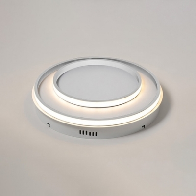 White Circular Ring LED Ceiling Fixture Contemporary Metallic Ceiling Light for Living Room