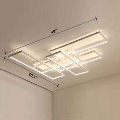 White Linear Semi Flush Mount Lighting Modern Design Metal LED Lighting Fixture for Coffee Shop