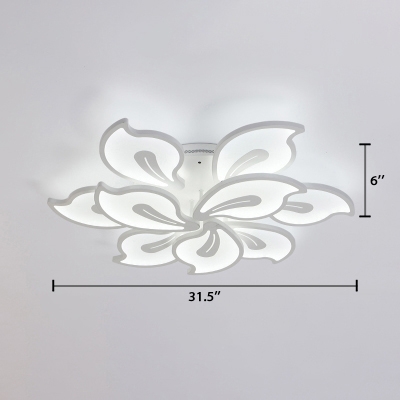 White Tiered Indoor Lighting Fixture with Acrylic Shade Modern Multi Light LED Semi Flush Mount Light