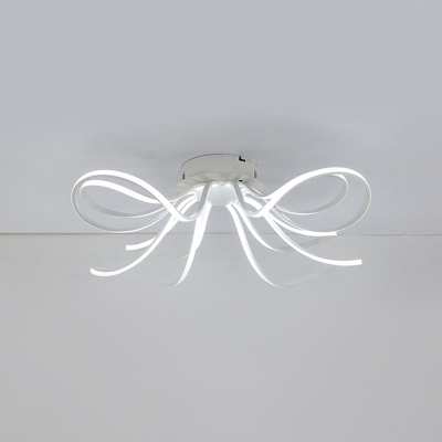 White Ultrathin Flush Light Fixture with Bloom Design Modern Chic Aluminum LED Ceiling Lamp