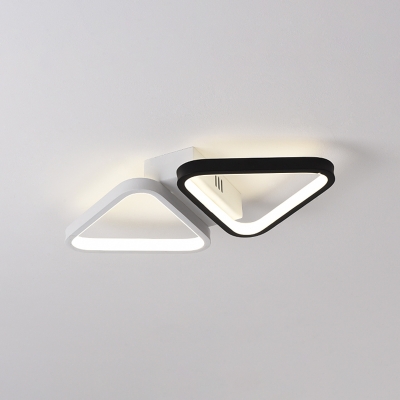 Black and White Triangle Ceiling Light Simplicity Metal LED Surface Mount Light for Porch