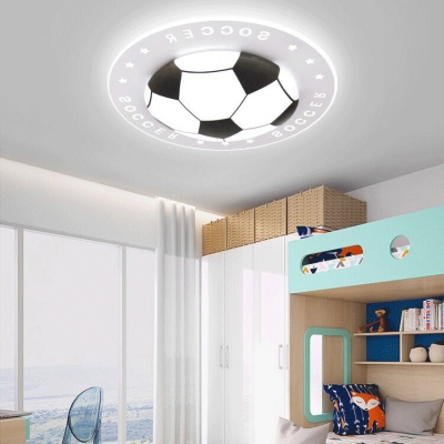 Black Football LED Flush Mount Modern Acrylic Lighting Fixture for Boys Room