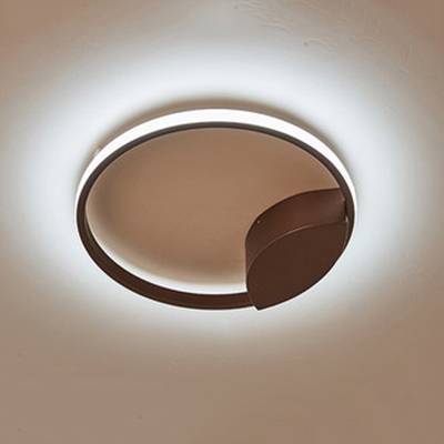 Brown Circular Ring Flush Light Modernism Minimalist Metal LED Lighting Fixture for Living Room