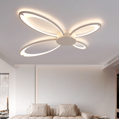 Butterfly LED Ceiling Light Minimalist Nordic Style Acrylic Semi Flush Mount in Warm/White/Neutral