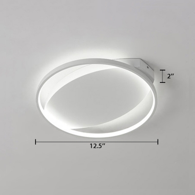 Circular Ceiling Fixture with Oval Metal Canopy Nordic Style LED Flush Mount Light in Warm/White