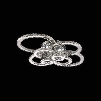 Crystal Multi Ring Semi Flush Mount Luxury Modern Decorative LED Surface Mount Ceiling Light