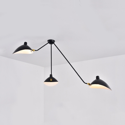 Duckbill Ceiling Light Modern Fashion Metal Triple Lights Decorative Semi Flush Light in Black