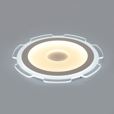 Gear LED Flush Mount with Acrylic Shade Contemporary Surface Mount Ceiling Light in White