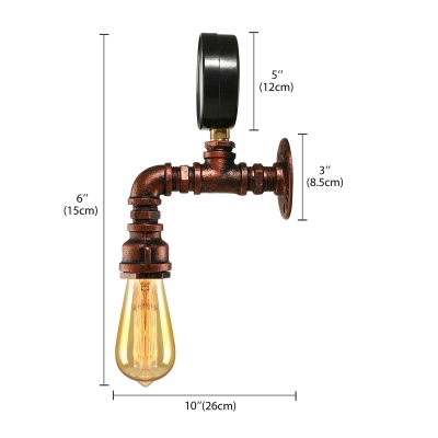Industrial Aged Copper One Light Wall Sconce with Gauge