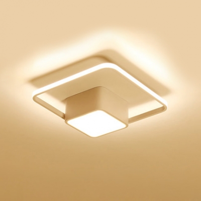 Metal Squared LED Ceiling Lamp with 1/2/3 Frame Minimalist Flush Mount in Warm/White/Neutral