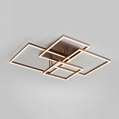 Metallic Geometric Pattern Ceiling Flush Mount Minimalist Energy Saving LED Flush Light in Brown