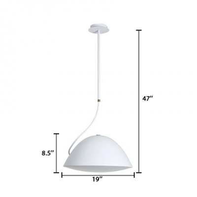 Single Head Domed Pendant Light Minimalist Metal Hanging Ceiling Lamp in White for Bedroom