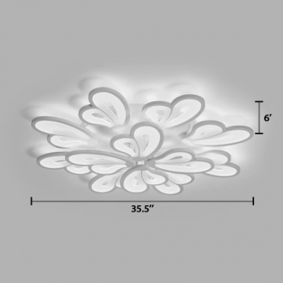 White 2 Tiers Ceiling Light with Wing Simplicity Modern Acrylic Multi Lights Lighting Fixture