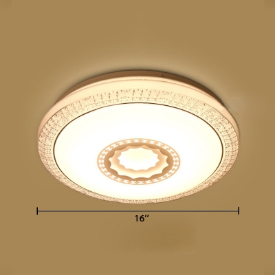 White Round LED Ceiling Fixture Modern Design Acrylic Flush Mount Light for Living Room